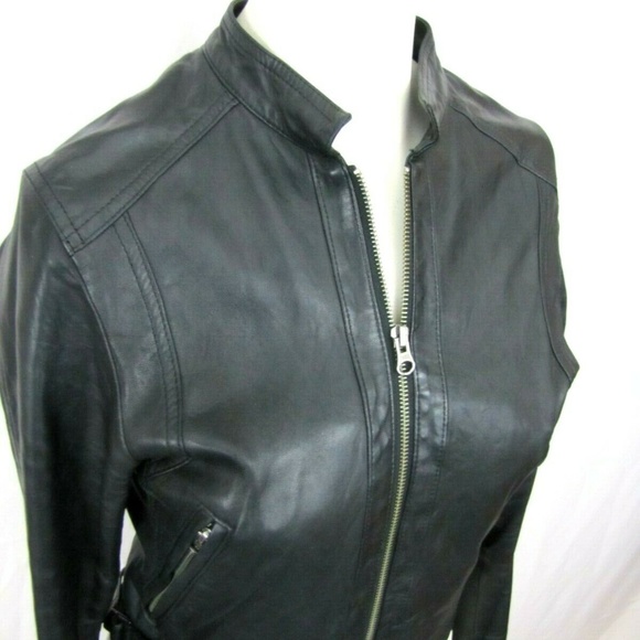 TRUE RELIGION Black Leather Jacket SP moto biker - Picture 3 of 8